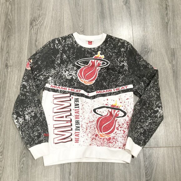 Mitchell & Ness Men's M Miami Heat All Over Print‎ Hardwood Classics Sweatshirt